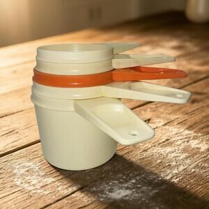 Tupperware Measuring Cups Nest 761 762 763 765 766 Almond Orange Lot of 5 VTG